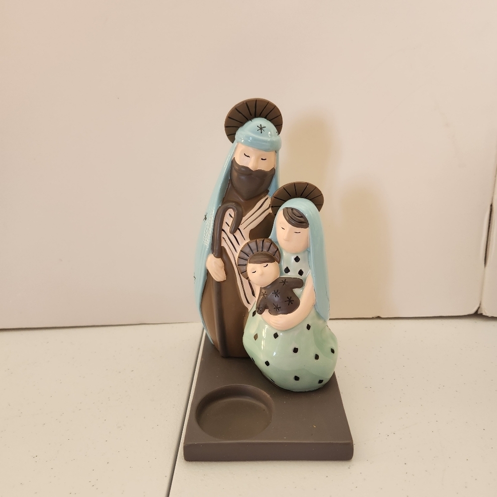 Vintage Retired Partylite Modern Holy family tealight holder Christmas Jesus